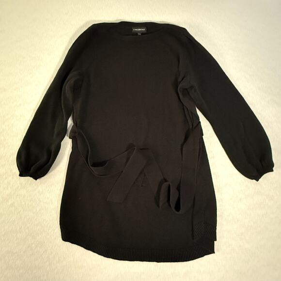 Lane Bryant Black Tunic Sweater Tie Waist Long Sleeve Size 18/20 Plus Soft - Picture 1 of 6